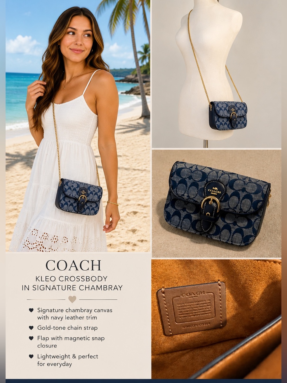 Coach Kleo Crossbody In Signature Chambray